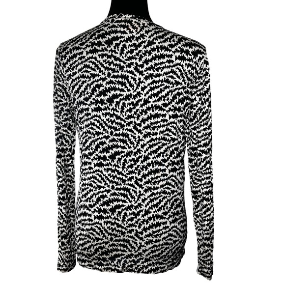 Tory Burch Silk Long Sleeve Top Blouse Black White Abstract Print Small - Picture 4 of 8